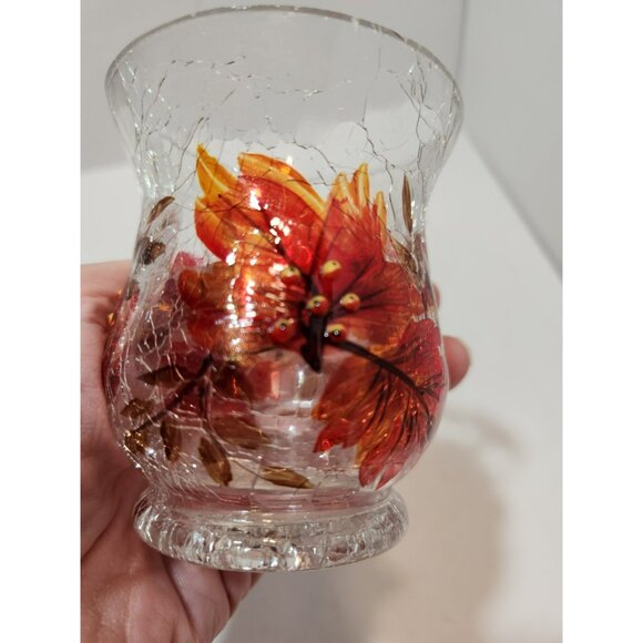 Yankee Candle Autumn Crackle Votive Tea Light Holder Colorful 3.5" Tall by 4" - Picture 8 of 11